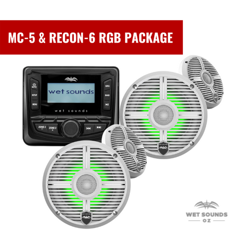Wet Sounds MC-5 & RECON-6 XW-W RGB (2 Pairs) Package